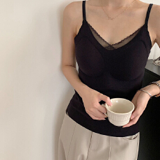 批发现货秋<b class='q'>冬</b>蕾丝边磨毛无痕暖绒内衣女带胸垫一体杯聚拢修身美体吊带