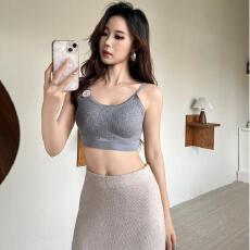 批发小胸加厚垫聚拢固定杯U型露背<b class='q'>文胸</b>女无钢圈吊带细带美背<b class='q'>抹胸</b>