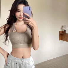 批发布朗尼羊绒宽肩带美背2025秋冬款<b class='q'>抹胸</b>内衣女运动背心式<b class='q'>文胸</b>