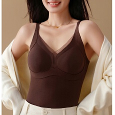 批发保暖背心带胸垫女2025秋冬季新款发热打底外穿上衣<b class='q'>文胸</b>蚕丝内衣