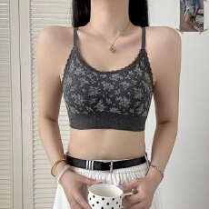 批发复古印花<b class='q'>蕾丝</b>边美背女2025秋季内搭打底女无痕裸感固定杯内衣<b class='q'>裹</b><b class='q'>胸</b>