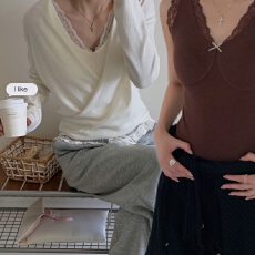 批发保暖背心蕾丝内衣女V领磨毛打底上衣修身美背免穿<b class='q'>文胸</b>罩秋冬新款