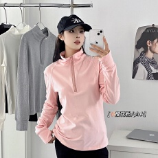 批发立领半拉链磨毛新品运动长袖户外跑步训练健身服修身透气长款女潮