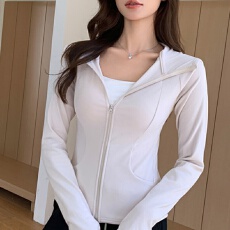 批发外套女春秋冬季2025<b class='q'>新款</b>瑜伽<b class='q'>运动服</b>短款上衣修身收腰拉链连帽卫衣