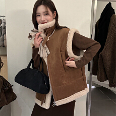 批发实体档口简约复古ins<b class='q'>街头</b>日常通勤马甲女秋冬羊羔毛皮毛一体外套