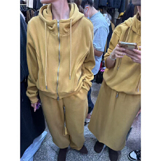 批发实体档口秋季新款今年流行松弛感小个子连帽卫衣阔腿裤两件套装女