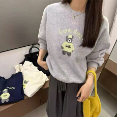 批发实体档口韩系减龄<b class='q'>小熊</b>刺绣<b class='q'>卫衣</b>外套女宽松休闲松弛感秋冬新款上衣