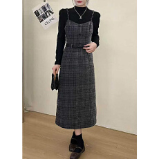 批发实体档口2025冬新款法式设计感小众复古气质高级感吊带<b class='q'>连衣裙</b>套装