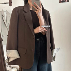 批发实体档口25秋冬新款老钱风高级感西装外套女气质宽松显瘦<b class='q'>西服</b>上衣