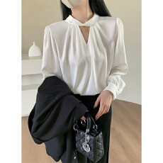 批发实体档口高级感轻奢飘带缎面<b class='q'>衬衫</b>女温柔风<b class='q'>职业</b>气质<b class='q'>衬衣</b>法式小上衣