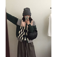 批发实体档口<b class='q'>文艺</b><b class='q'>范</b>时尚复古单排扣外套毛衣针织开衫撞色长袖上衣洋气