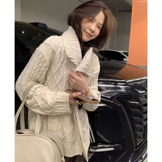批发实体档口冬季韩系简约气质麻花毛衣女外套慵懒风宽松显瘦针织<b class='q'>开衫</b>