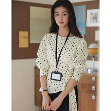 批发实体档口法式<b class='q'>波点</b>长袖减龄<b class='q'>衬衫</b>女早秋新款设计感收腰绑带气质上衣