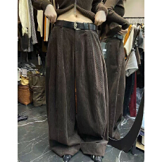 批发实体档口2025宽松慵懒风复古休闲灯芯绒阔腿裤休闲裤长裤子配腰带