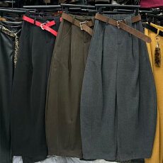 批发实体档口2025冬季气球裤舒服有垂感弯刀裤百搭显瘦休闲裤配腰带潮