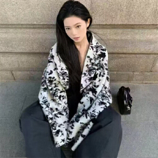 批发实体档口复古印花蝙蝠袖软糯毛衣外套<b class='q'>女</b>秋冬宽松慵懒风休闲上衣潮