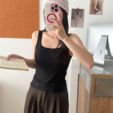 批发实力工厂吊带背心女2025新款方领针织美背内搭宽肩显瘦外穿上衣