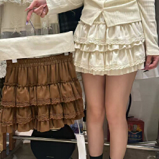 批发实体档口秋季新款韩版时尚<b class='q'>百搭</b>显瘦宽松休闲蕾丝边A字半身裙女潮