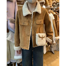 批发实体档口2025冬季时尚百搭翻领单排扣皮毛一体羊羔毛<b class='q'>短外套</b><b class='q'>女装</b>潮