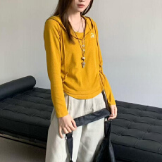 批发实体档口<b class='q'>大码</b>连帽长袖T恤女早秋新款<b class='q'>胖妹妹</b>休闲时尚假两件上衣潮