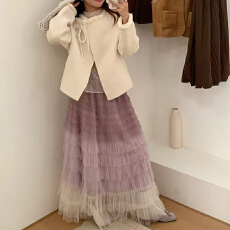 批发实体档口法式多层次拼色<b class='q'>网纱</b>半身<b class='q'>裙</b>女秋季2025高腰A字层层蛋糕<b class='q'>裙</b>