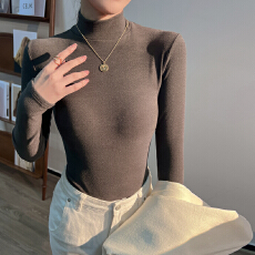 批发实力工厂德绒打底衫女秋冬内搭半高领加绒加厚修身<b class='q'>显瘦</b>长袖上衣潮