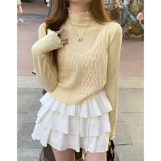 实体档口木耳边内搭打底衫女秋冬半高领长袖t恤上衣春秋2025新款