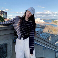 批发实体档口韩系条纹<b class='q'>针织</b><b class='q'>开衫</b>外套女秋季休闲外搭设计感修身显瘦上衣