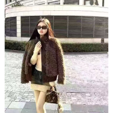 批发实体档口立领拉链收腰显瘦环保毛毛绒款夹克外套女2025冬<b class='q'>韩版</b>休闲