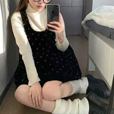 批发实体档口减龄套装女秋季2025新款长袖内搭无袖<b class='q'>背心连衣裙</b>两件套潮