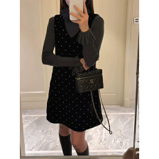 批发实体档口秋冬丝绒叠穿<b class='q'>背心裙</b>两件套女重工钉钻<b class='q'>无袖</b>中长裙打底衫潮