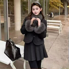 批发实体档口真狐狸毛围脖羽绒内胆上衣女2025冬季新款加厚保暖外套潮