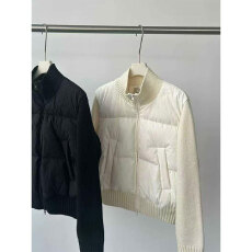 批发实体档口2025秋冬法式简约立领高知风针织拼接短款<b class='q'>羽绒服</b>外套女潮