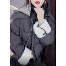 批发实体档口黑色加厚羽绒服冬季新款时尚设计感炸街宽松休闲外套女潮