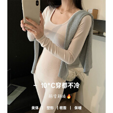 批发实力工厂山羊绒塑身肌底热能套装圆领长袖修身显瘦收腰打底套装潮