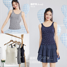 批发实体档口<b class='q'>百搭</b>甜美波点蕾丝吊带设计感无袖上衣宽松内搭戴胸垫背心