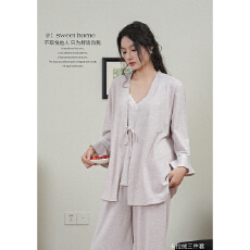 批发实力工厂秋冬羊绒蛋白-卡拉绒吊带搭配开衫系带外套<b class='q'>长裤</b>居家服<b class='q'>女</b>