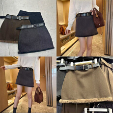批发实体档口秋冬复古大气水洗直筒半身短裙修身高腰时髦气质法式裙子