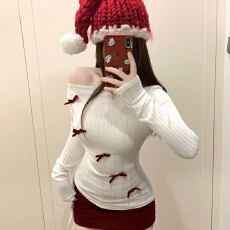 批发实体档口巨好看针织蝴蝶结设计感露肩一字领T恤收腰<b class='q'>显瘦</b>纯欲上衣