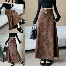 批发实体档口流行高端大气印花高级感半身长<b class='q'>裙</b><b class='q'>直筒</b>复古洋气高腰<b class='q'>裙</b>子女