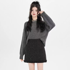 实体档口秋冬氛围感满满大气端庄高腰半身短裙闪闪亮片气质裙子女