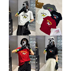 批发实体档口字母动物图案设计感小众圆领短袖T恤日常百搭宽松<b class='q'>上衣</b>女