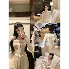 实体档口新款系带方领公主名媛风T恤甜美青春少女气质长袖上衣女