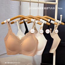 批发实力工厂新款固定杯<b class='q'>文胸</b>免穿轻松舒适风格内衣蕾丝气质吊带美背女