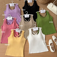 批发实力工厂时髦小心机基础纯色背心美背多巴胺风格免穿<b class='q'>文胸</b>上衣女款