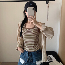 批发实力工厂时尚宽肩带条纹舒适固定杯<b class='q'>文胸</b>背心日常外穿内搭美背女款