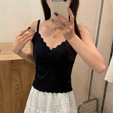 批发实力工厂法式蕾丝轻薄吊带背心女<b class='q'>内衣</b>带胸垫一体内搭可外穿打底衫