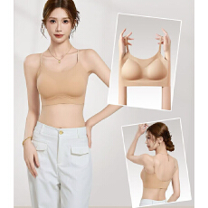 批发实力工厂加肥版冰丝<b class='q'>隐形</b>美背衣架粉底液内衣小胸美背一体背心<b class='q'>文胸</b>