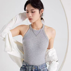 批发实力工厂女士新款带胸垫挂脖吊带性感<b class='q'>运动</b>打底衫修身罩杯一体背心