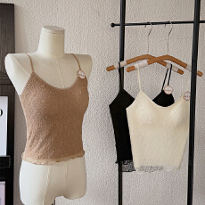 批发实力工厂法式网纱吊带背心带胸垫内搭外穿上衣女<b class='q'>夏季</b>薄款性感美背